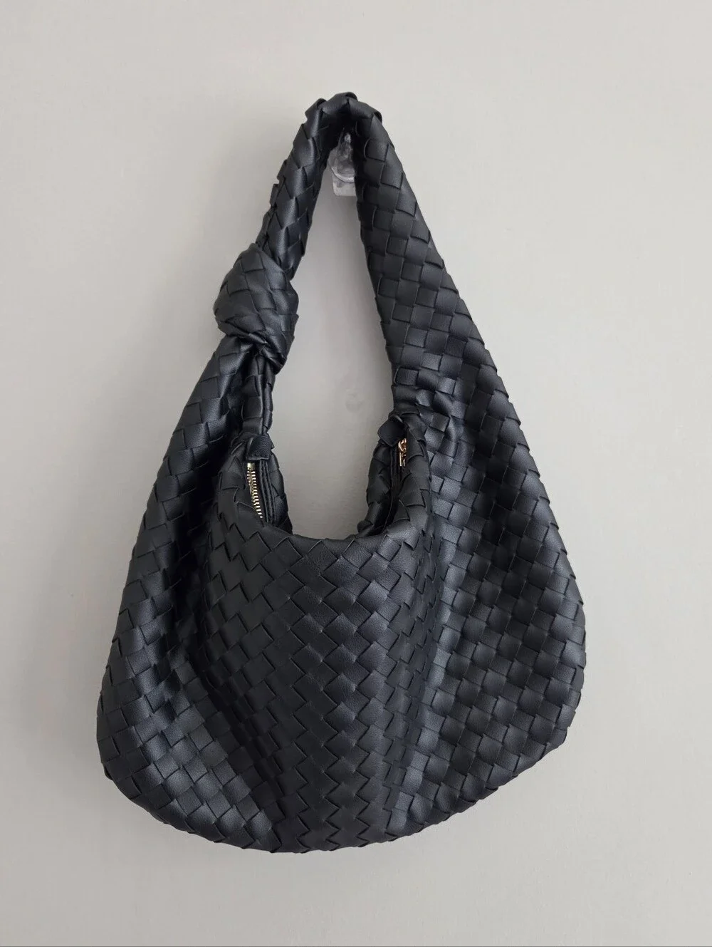 Urban Expressions NWOT Vanessa Hobo Woven Bag Purse Handbag Black Vegan Leather